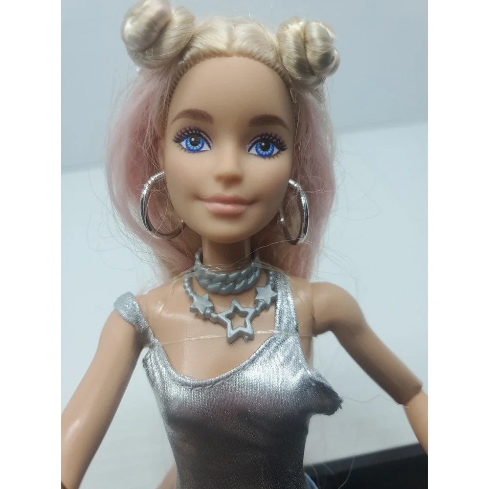 ORIGINAL OUTFIT & HAIR Barbie Extra Doll 2020 #3 Long Blonde‎ Pink Articulated